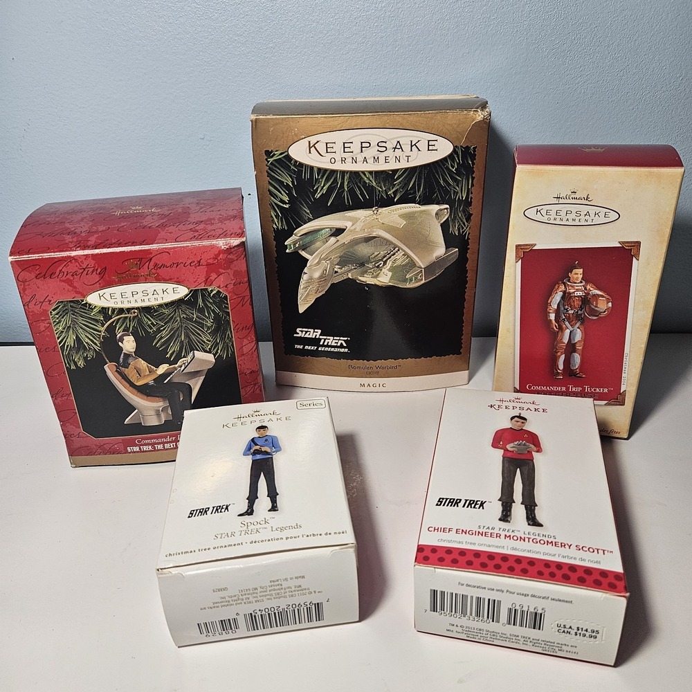 LOT 5 STAR TREK KEEPSAKE Hallmark Ornaments Magic Romulan Warbird Spock Tucker‎